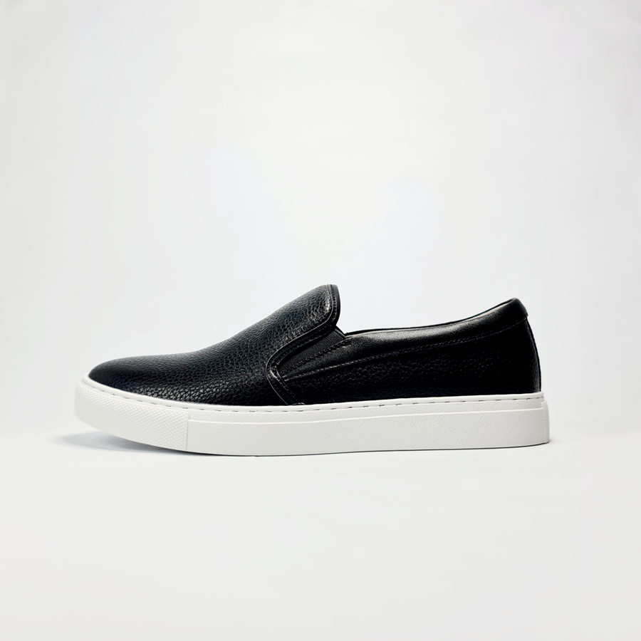 Giày Action Galaxy Slip On Nam Da Thật Đen Trắng