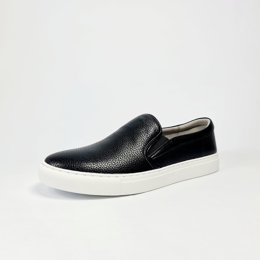 Giày Action Galaxy Slip On Nam Da Thật Đen Trắng