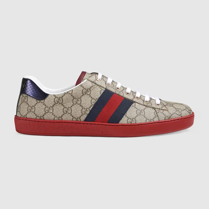 Giày Gucci Ace Gg Supreme Sneaker Nam Nâu Đỏ