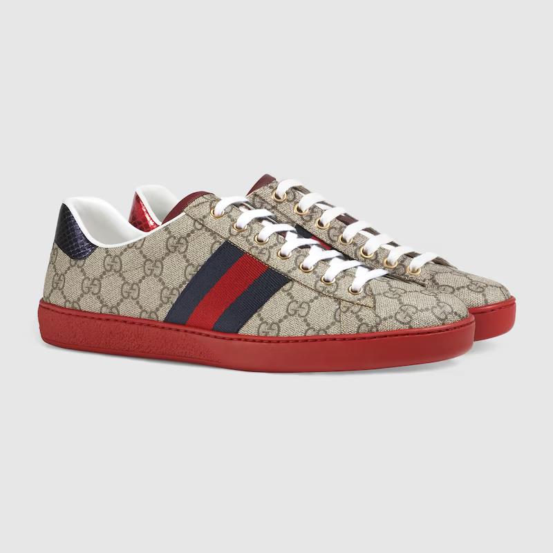 Giày Gucci Ace Gg Supreme Sneaker Nam Nâu Đỏ