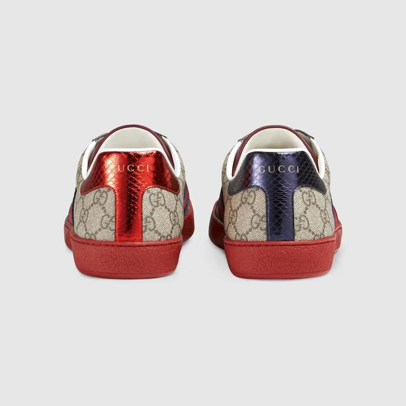 Giày Gucci Ace Gg Supreme Sneaker Nam Nâu Đỏ