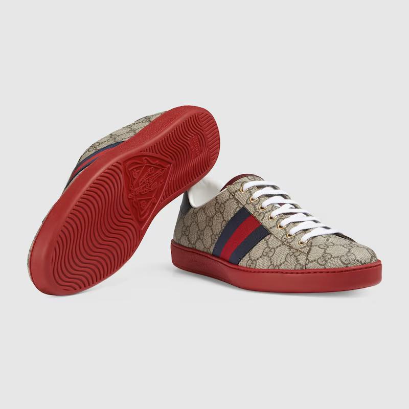 Giày Gucci Ace Gg Supreme Sneaker Nam Nâu Đỏ