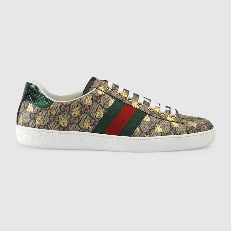 Giày Gucci Ace Gg Supreme Bees Sneaker Nam Nâu