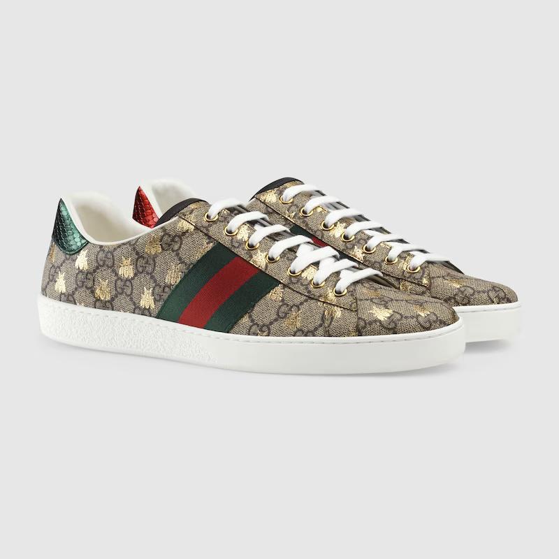 Giày Gucci Ace Gg Supreme Bees Sneaker Nam Nâu