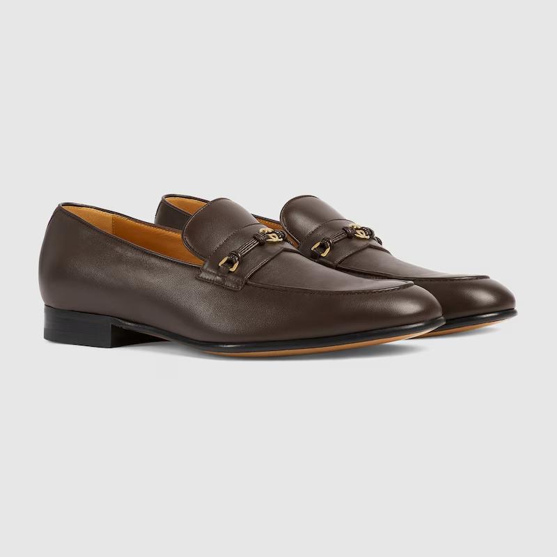 Giày Gucci Loafer With Interlocking G Nam Nâu