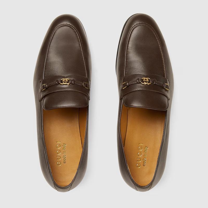 Giày Gucci Loafer With Interlocking G Nam Nâu