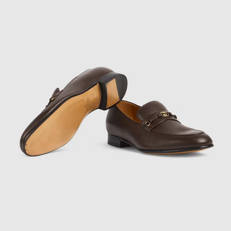 Giày Gucci Loafer With Interlocking G Nam Nâu