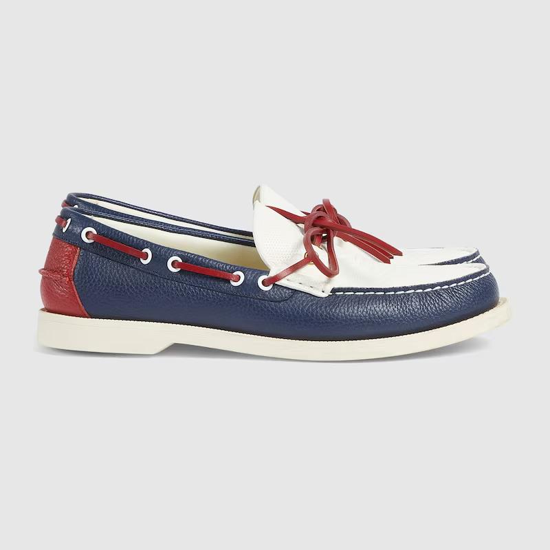 Giày Gucci Boat Shoe Nam Xanh Trắng