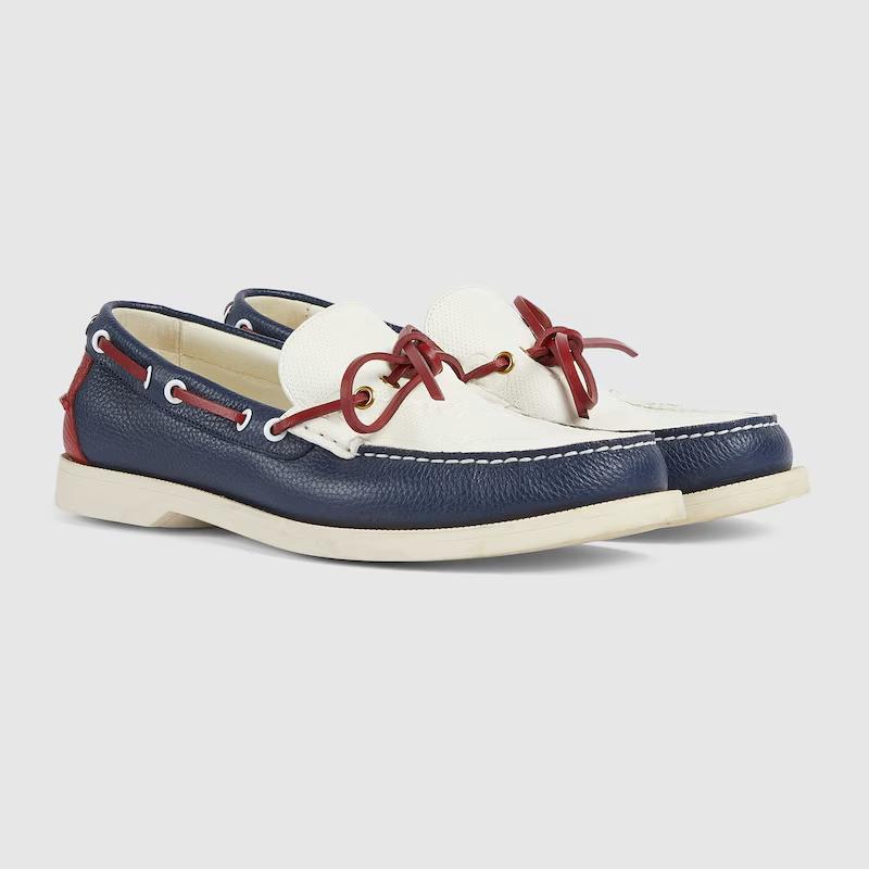 Giày Gucci Boat Shoe Nam Xanh Trắng