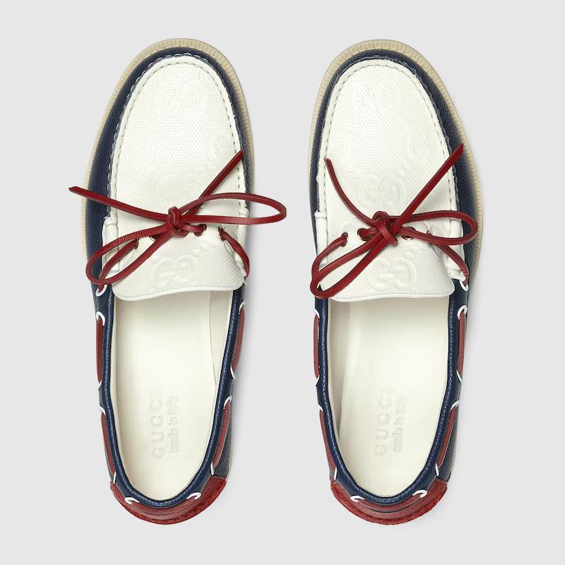 Giày Gucci Boat Shoe Nam Xanh Trắng