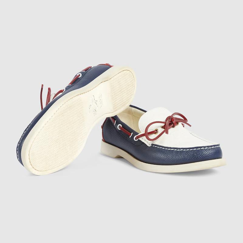 Giày Gucci Boat Shoe Nam Xanh Trắng