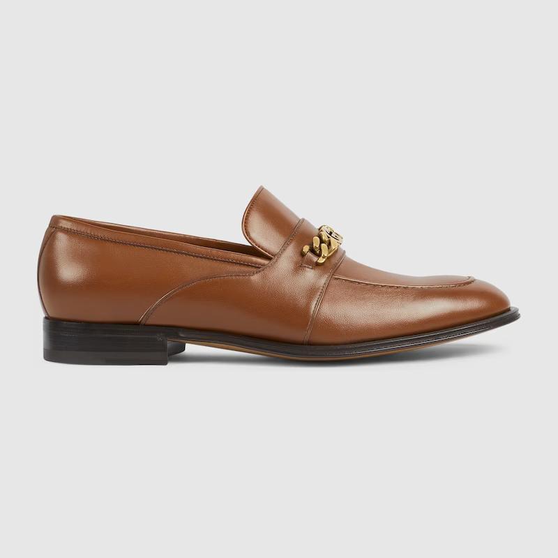 Giày Gucci Loafer With Interlocking G Nam Nâu Sáng