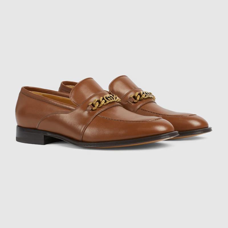 Giày Gucci Loafer With Interlocking G Nam Nâu Sáng