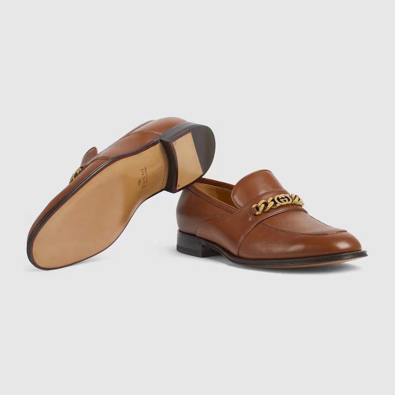 Giày Gucci Loafer With Interlocking G Nam Nâu Sáng