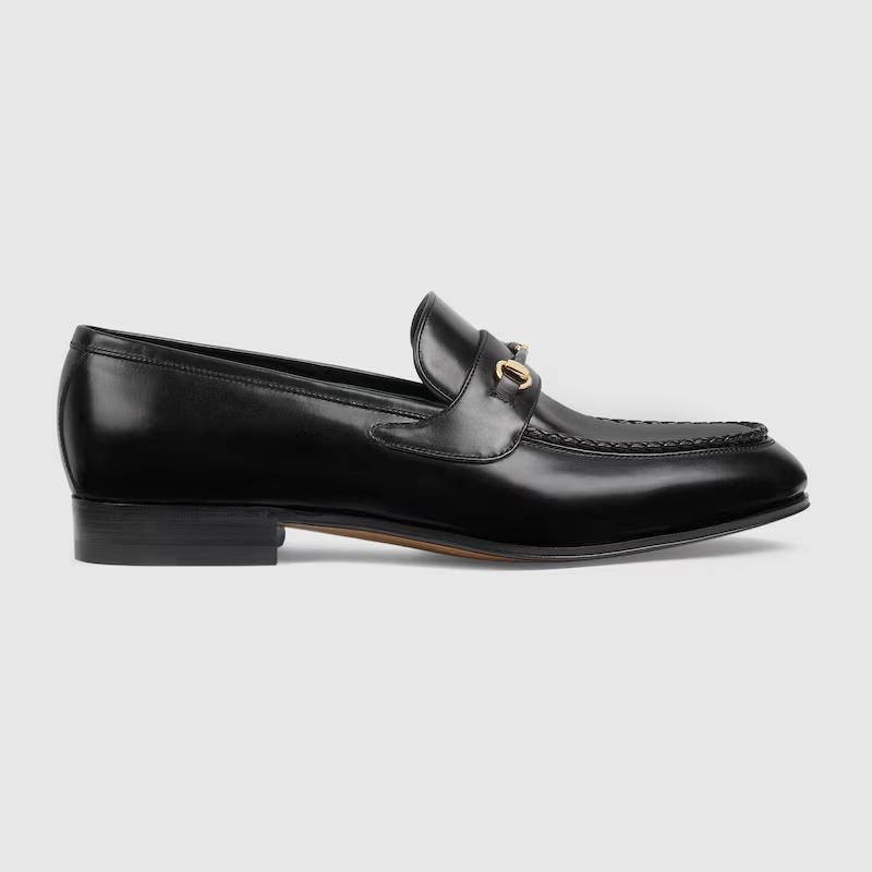 Giày Gucci Loafer With Leather Covered Horsebit Nam Đen