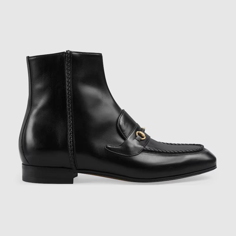 Giày Gucci Ankle Boot With Horsebit Nam Đen