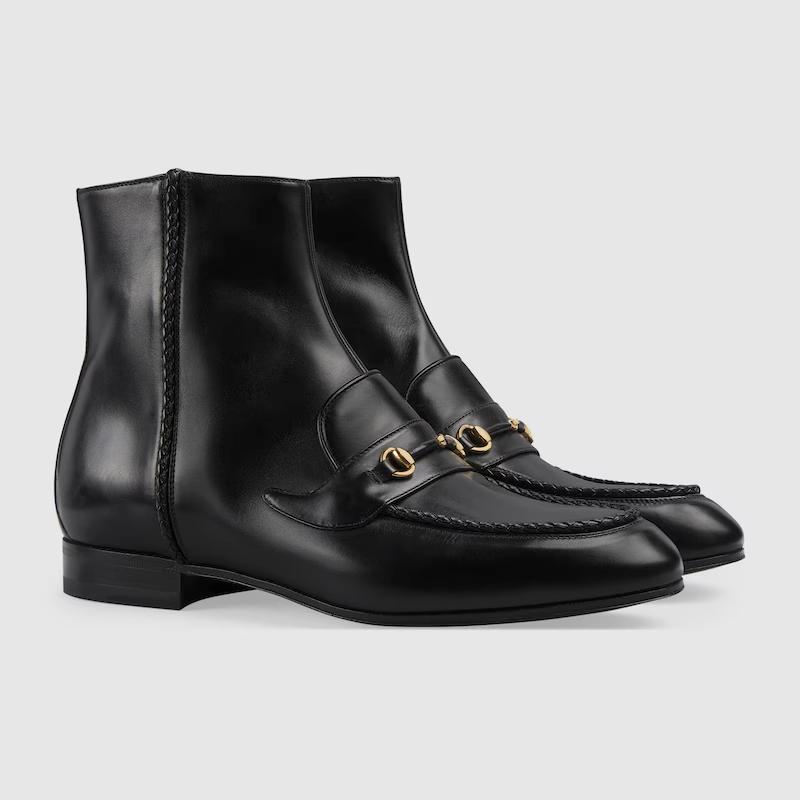 Giày Gucci Ankle Boot With Horsebit Nam Đen