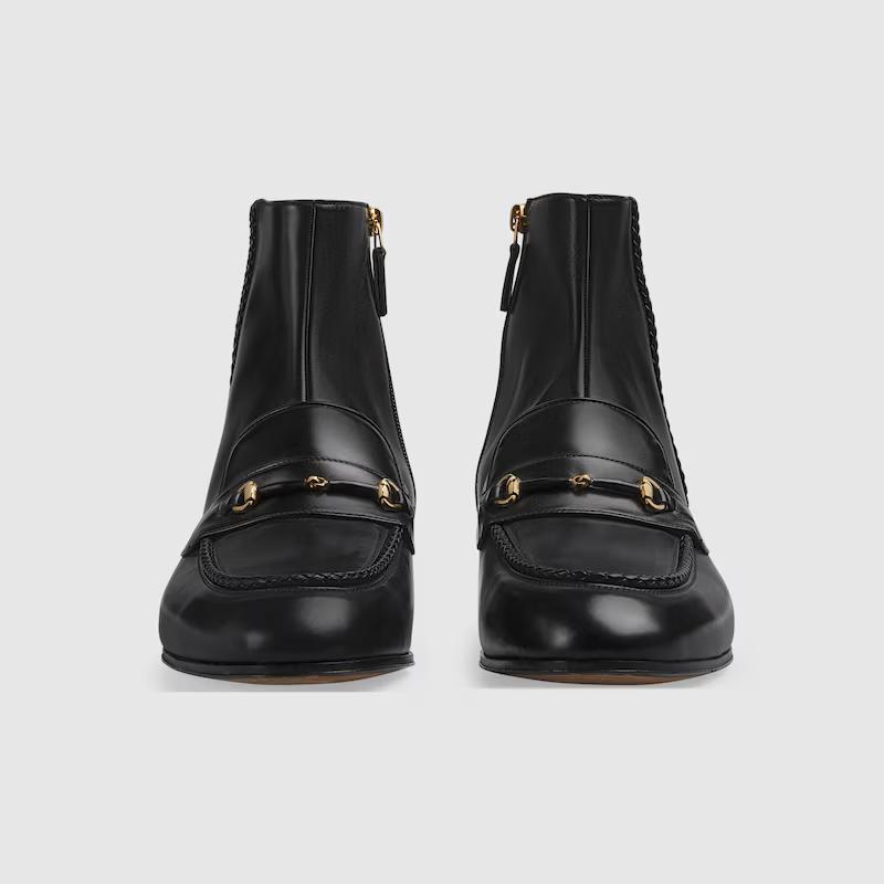 Giày Gucci Ankle Boot With Horsebit Nam Đen