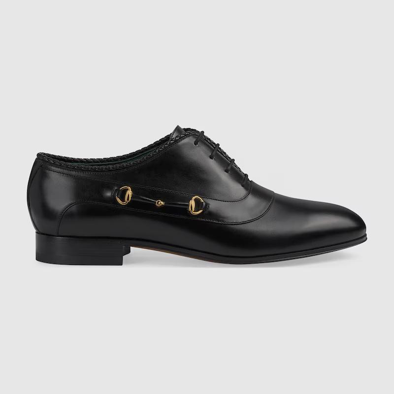 Giày Gucci Lace-Up Shoe With Horsebit Nam Đen