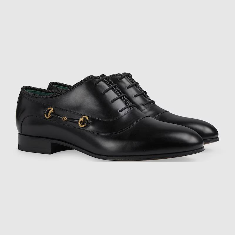 Giày Gucci Lace-Up Shoe With Horsebit Nam Đen