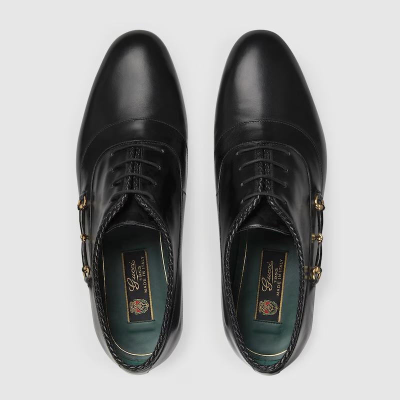 Giày Gucci Lace-Up Shoe With Horsebit Nam Đen