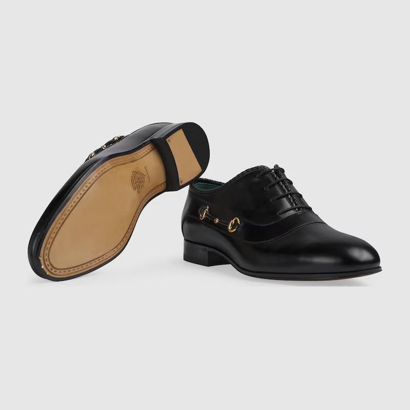 Giày Gucci Lace-Up Shoe With Horsebit Nam Đen