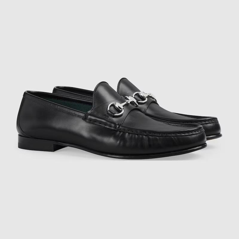 Giày Gucci Loafer With Horsebit Nam Đen Bạc