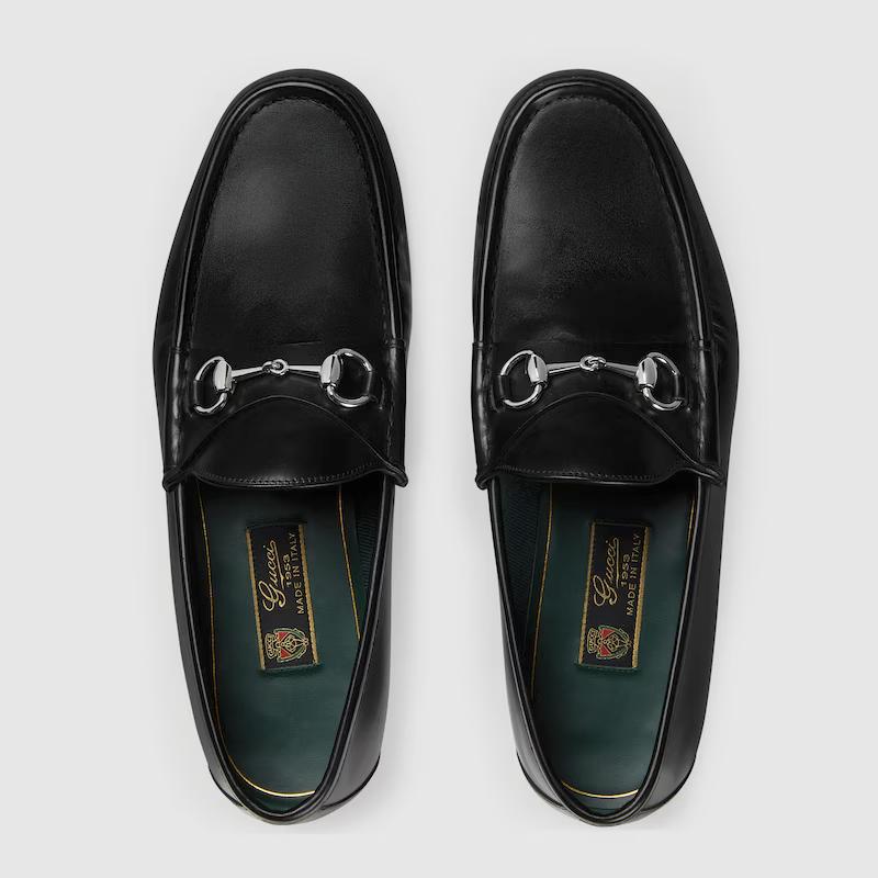 Giày Gucci Loafer With Horsebit Nam Đen Bạc