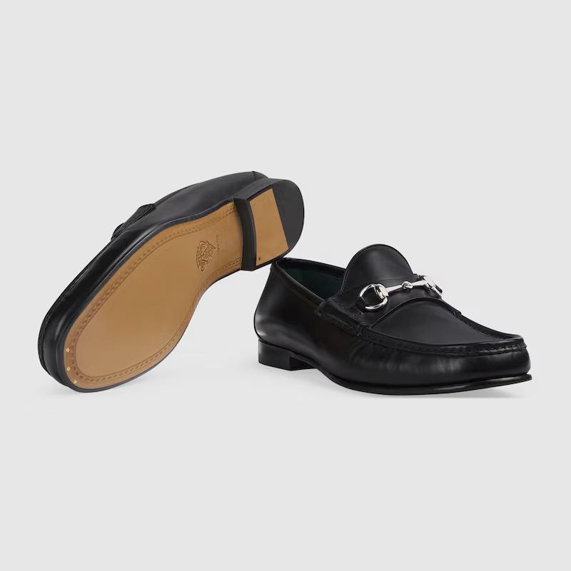 Giày Gucci Loafer With Horsebit Nam Đen Bạc