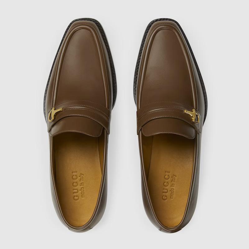 Giày Gucci Horsebit Loafer Nam Nâu