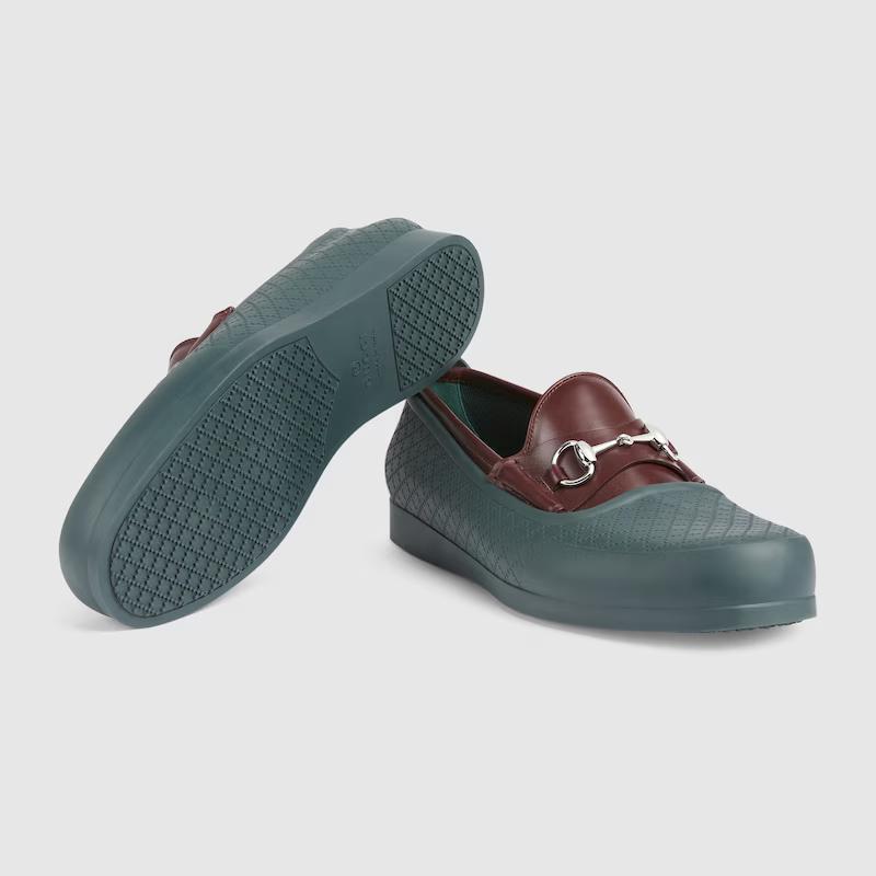 Giày Gucci Rhodium Horsebit Loafer Nam Nâu Xanh