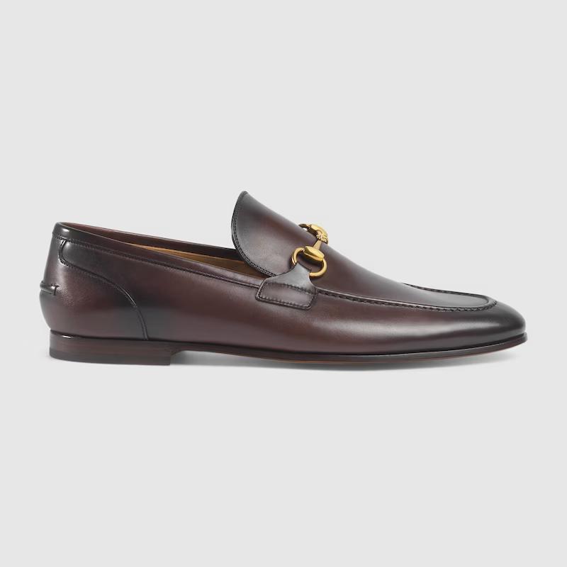 Giày Gucci Jordaan Leather Loafer Nam Nâu Đậm