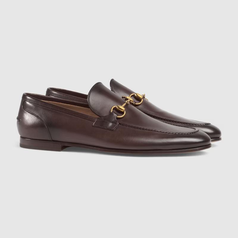 Giày Gucci Jordaan Leather Loafer Nam Nâu Đậm