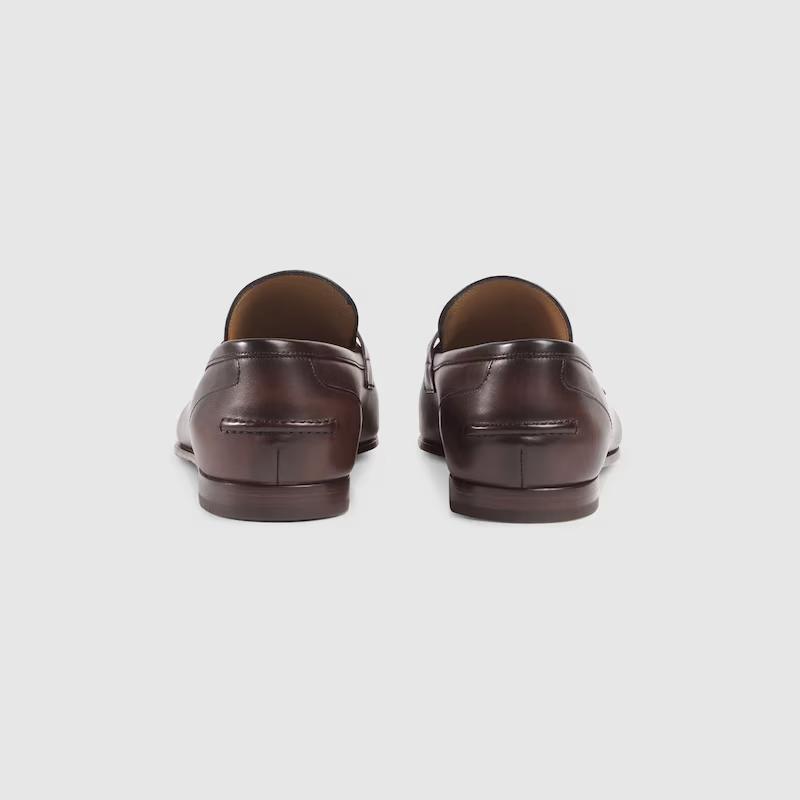 Giày Gucci Jordaan Leather Loafer Nam Nâu Đậm