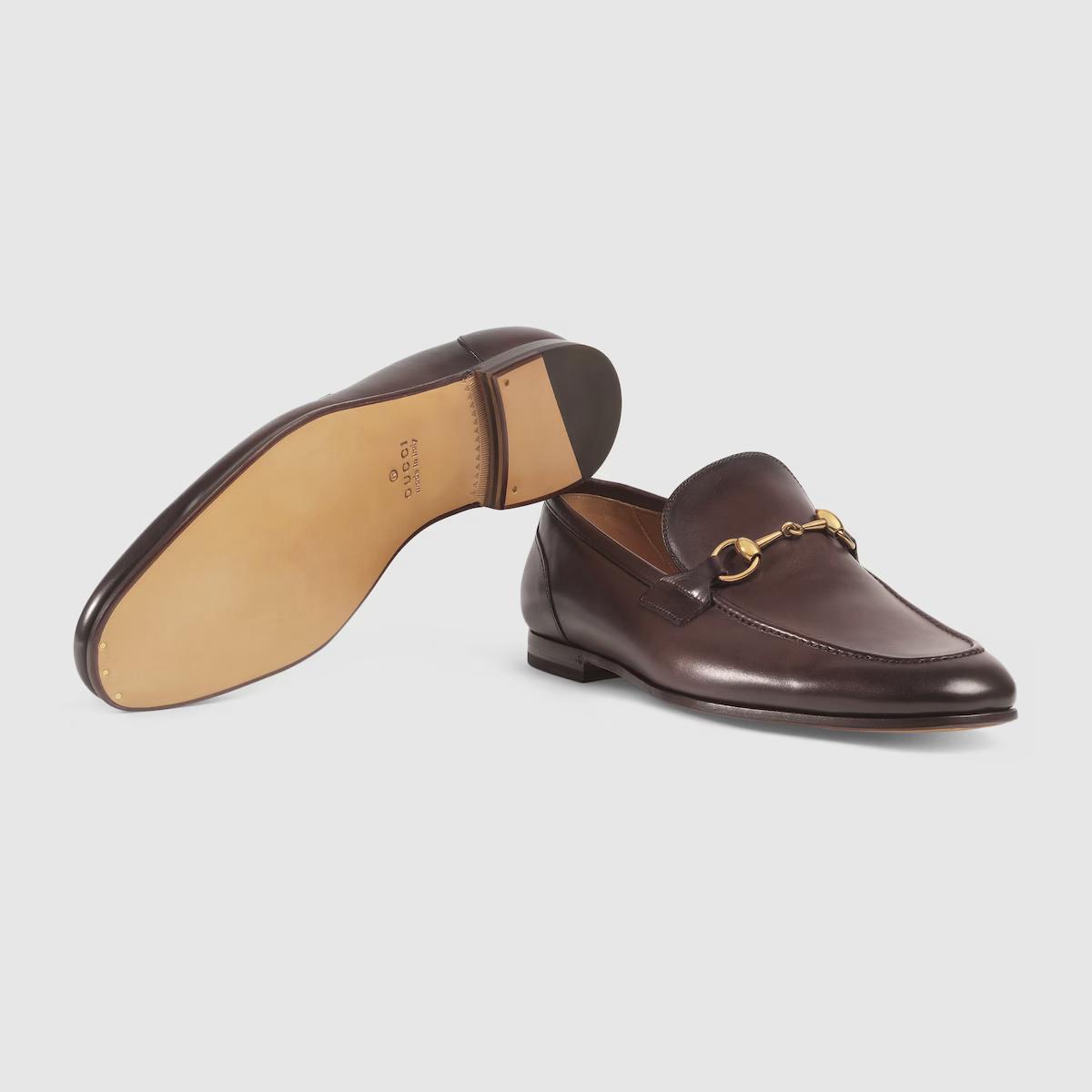 Giày Gucci Jordaan Leather Loafer Nam Nâu Đậm