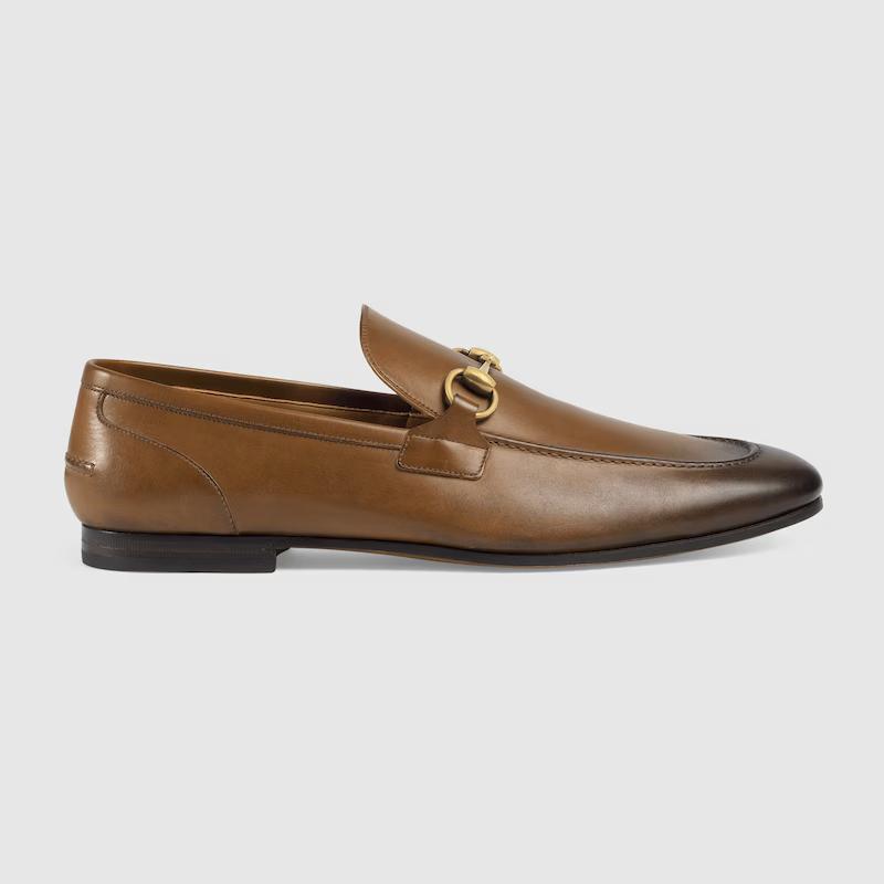 Giày Gucci Jordaan Leather Loafer Nam Nâu Sáng