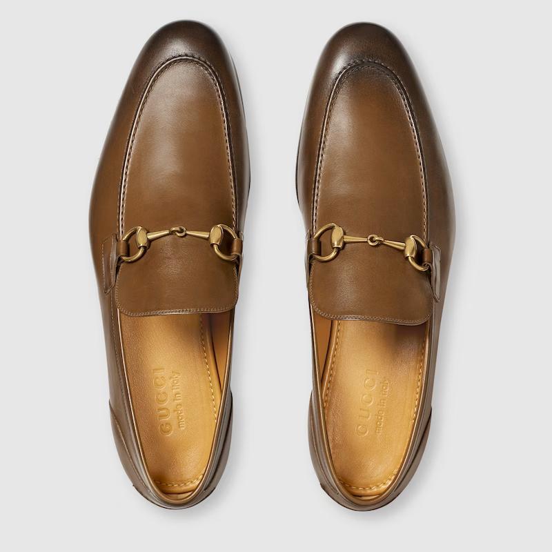 Giày Gucci Jordaan Leather Loafer Nam Nâu Sáng