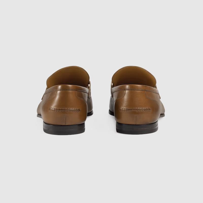 Giày Gucci Jordaan Leather Loafer Nam Nâu Sáng