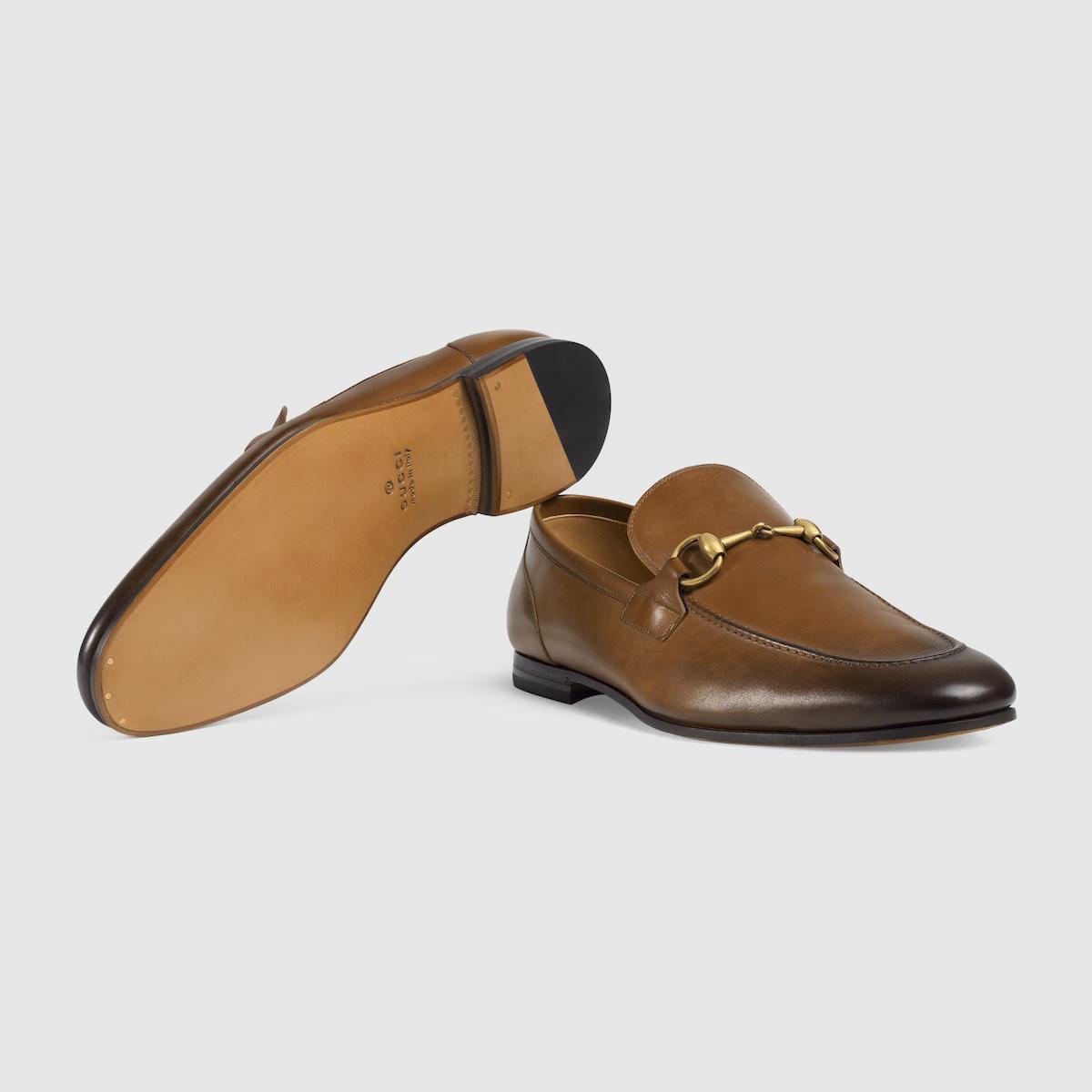 Giày Gucci Jordaan Leather Loafer Nam Nâu Sáng