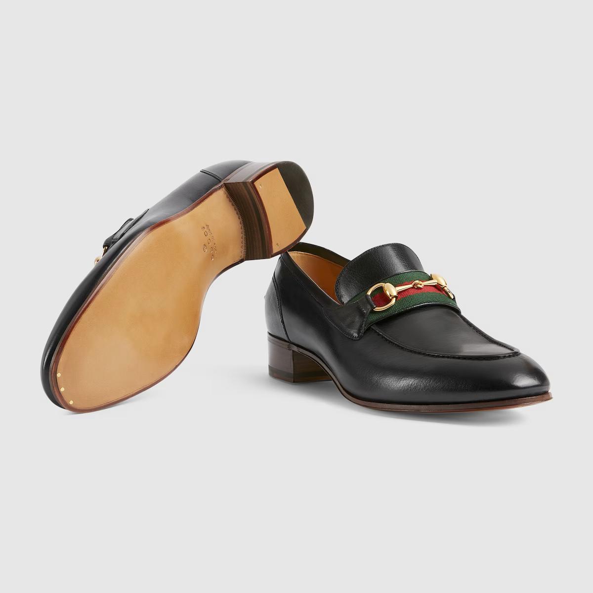 Giày Gucci Loafer With Horsebit Nam Đen Xanh 