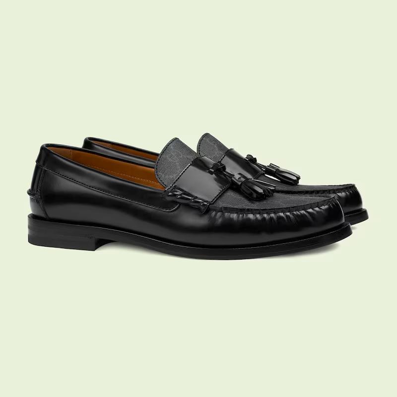 Giày Gucci Gg Loafer With Tassel Nam Đen