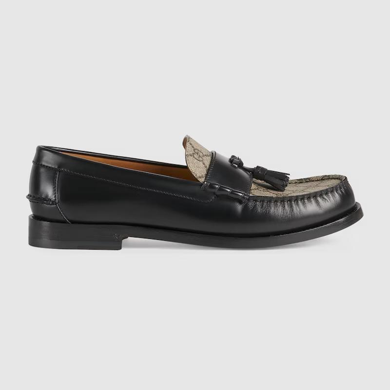 Giày Gucci Gg Loafer With Tassel Nam Đen Nâu