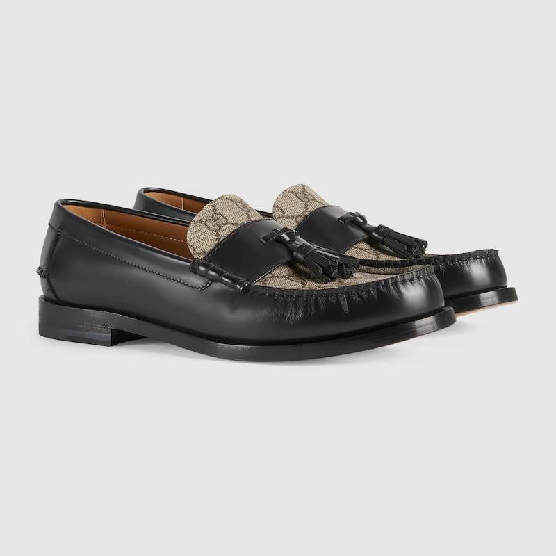 Giày Gucci Gg Loafer With Tassel Nam Đen Nâu