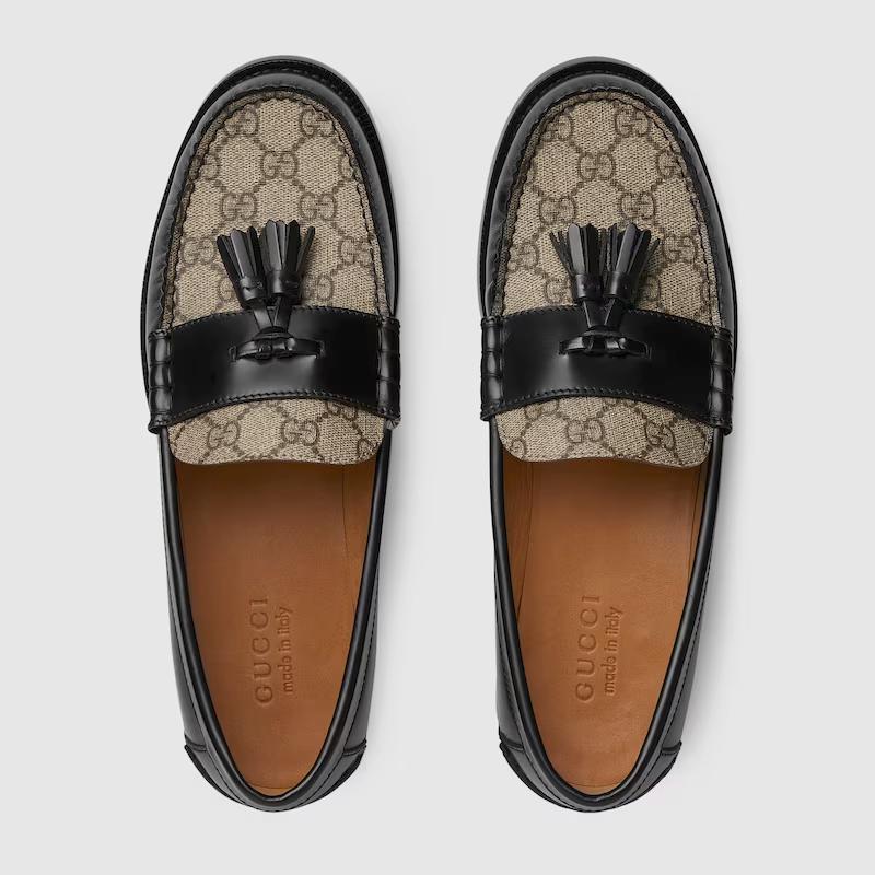 Giày Gucci Gg Loafer With Tassel Nam Đen Nâu