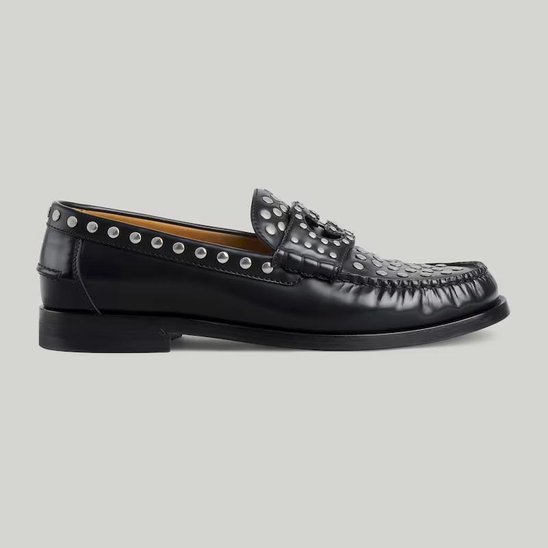 Giày Gucci Interlocking G Loafer With Studs Nam Đen