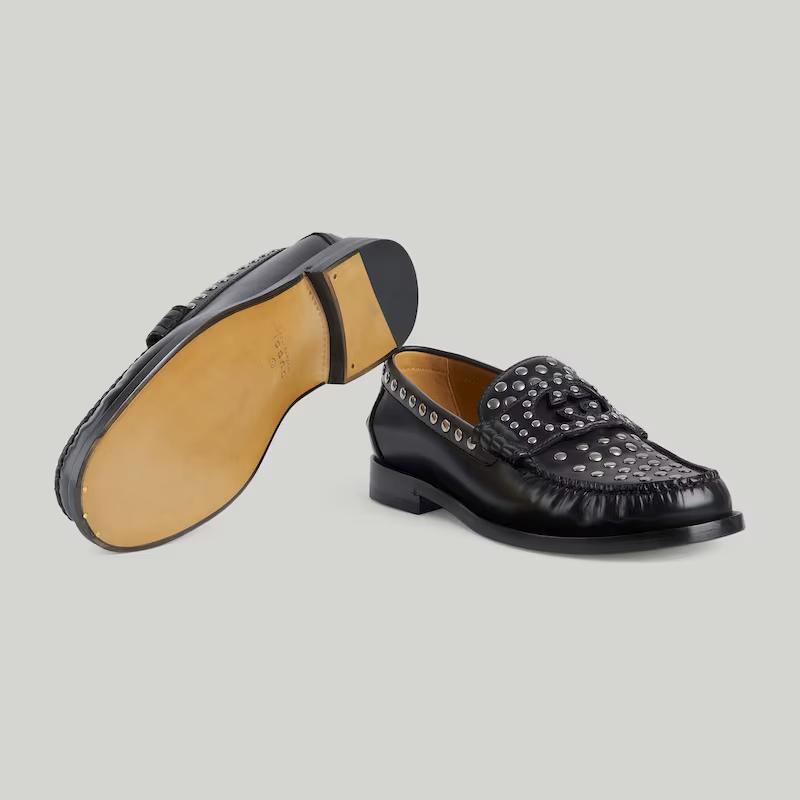 Giày Gucci Interlocking G Loafer With Studs Nam Đen