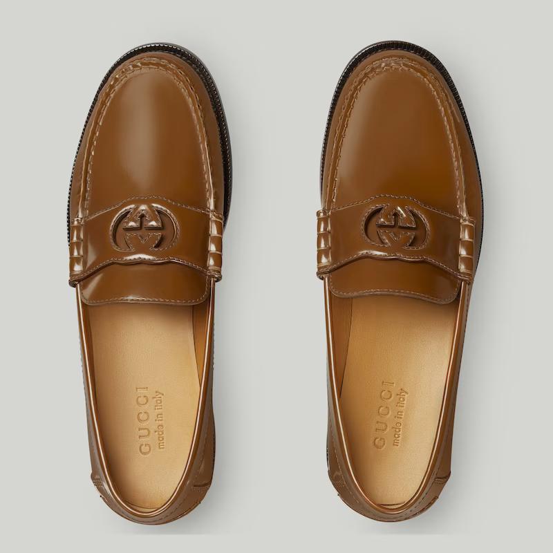 Giày Gucci Interlocking G Loafer Nam Nâu Sáng