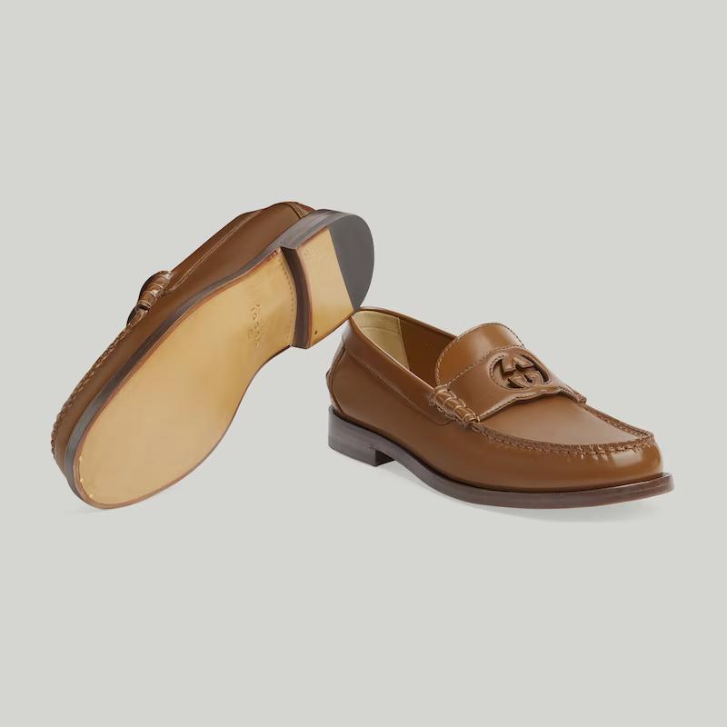 Giày Gucci Interlocking G Loafer Nam Nâu Sáng