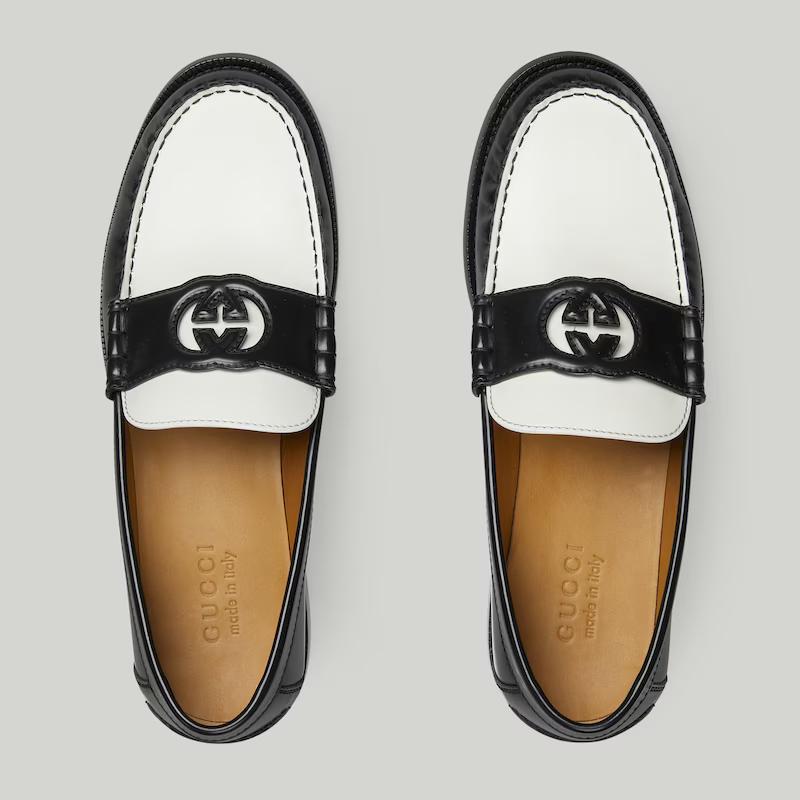 Giày Gucci Interlocking G Loafer Nam Đen Trắng