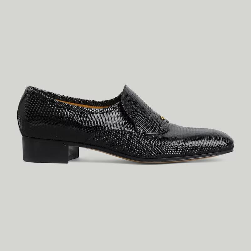 Giày Gucci Lizard Loafer Nam Đen